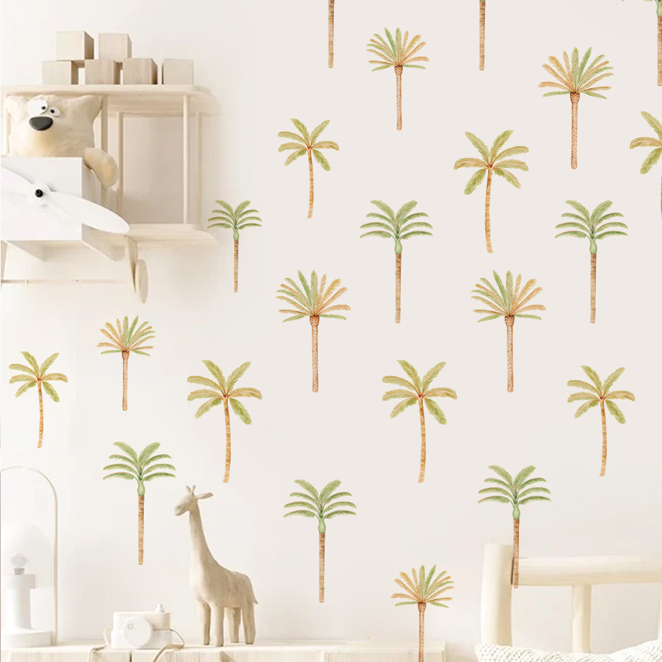 Baby Nursery Tree - Boho pohon kelapa stiker dinding untuk