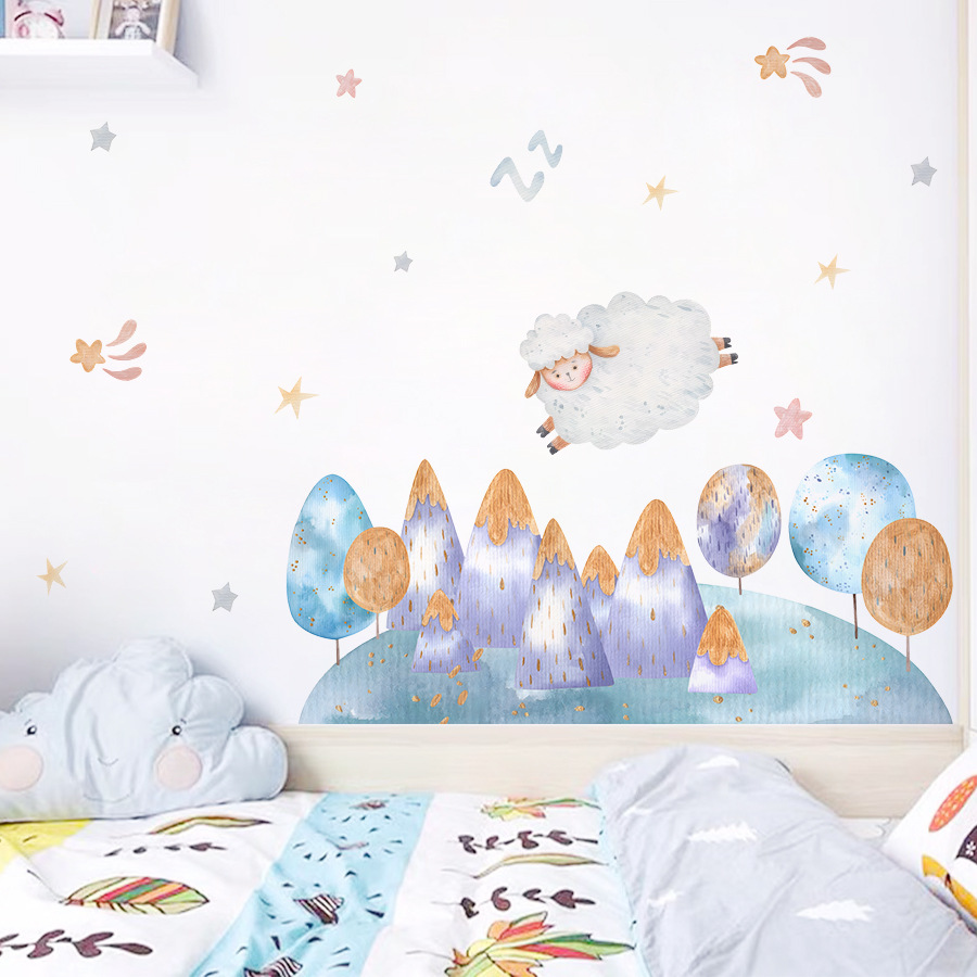 Baby Nursery Tree - Stiker dinding pohon hutan terbang domba