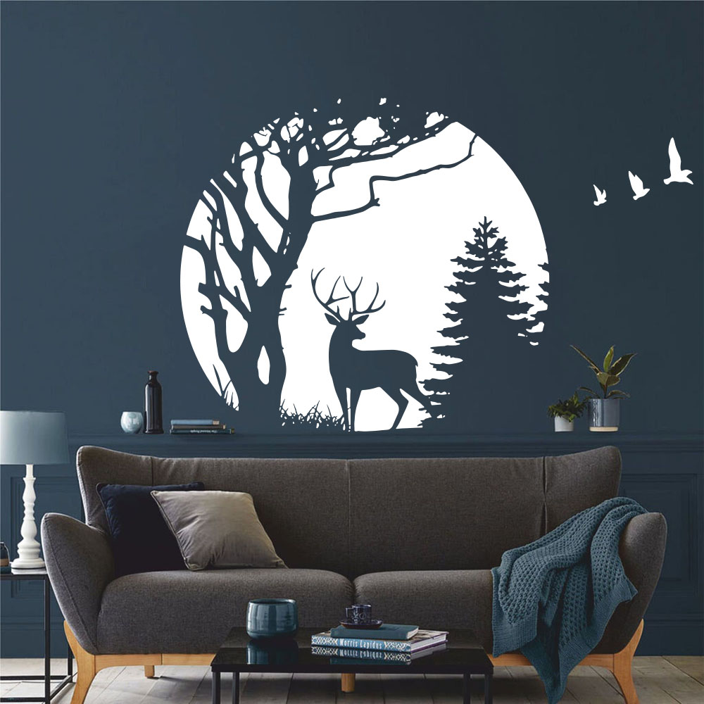 Baby Nursery Tree - Stiker Dinding Pohon Pinus Rusa Hutan