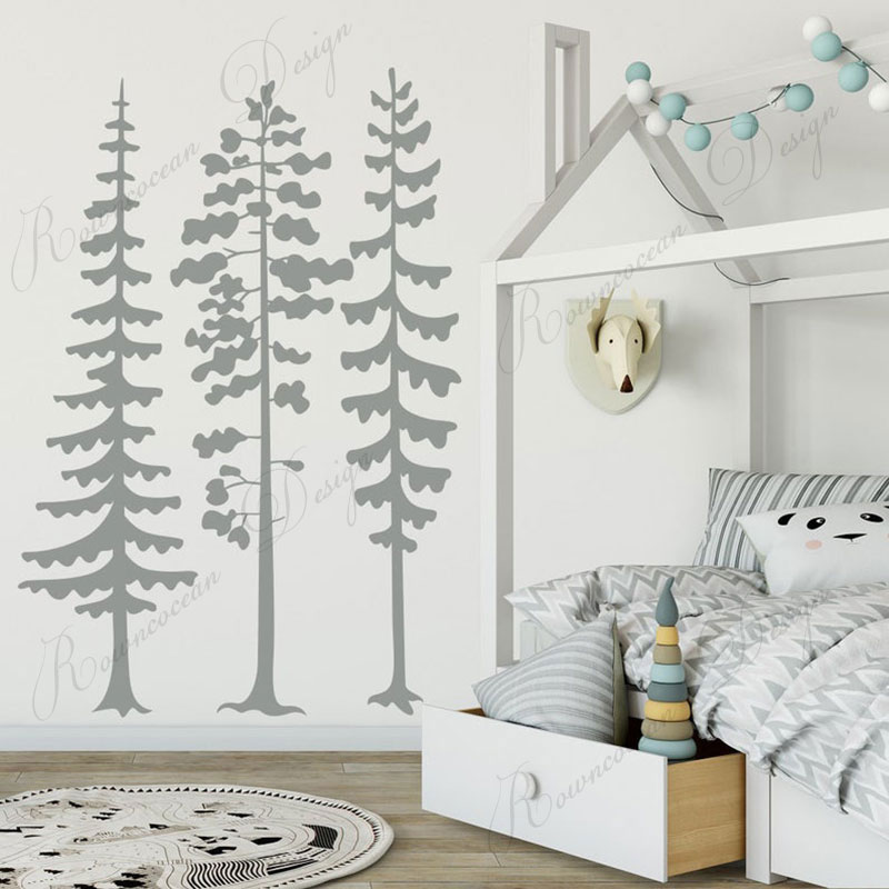 Baby Nursery Tree - Stiker Dinding Pohon Pinus Hutan Minimalis