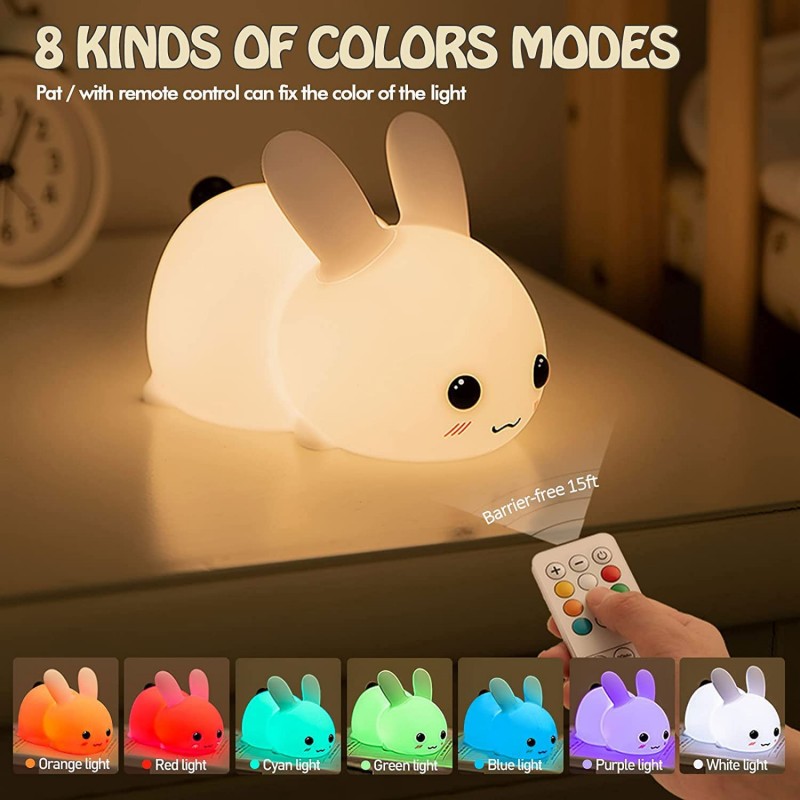 Baby Nursery Egg Light - Lampu kelinci LED, mainan bayi Remote