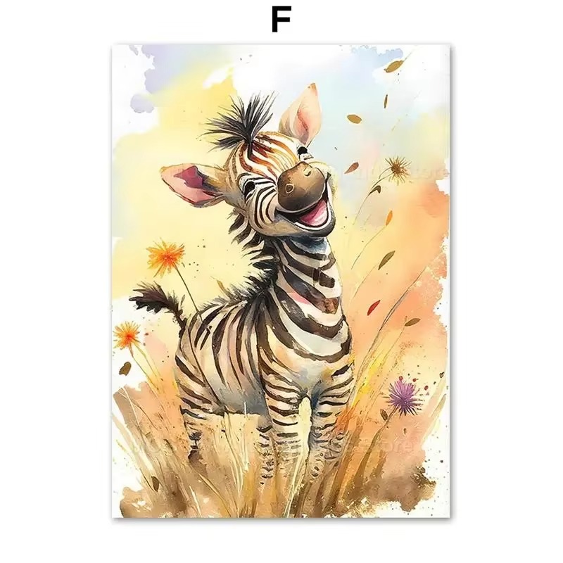 Baby Zebra Nursery - Lukisan Kanvas Seni Dinding Kamar Anak