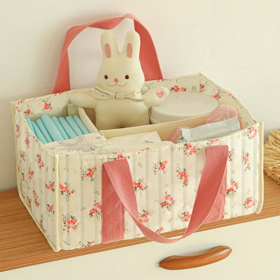 Baby Nursery Basket - Organizer Popok Bayi Bermotif Bunga, Keranjang