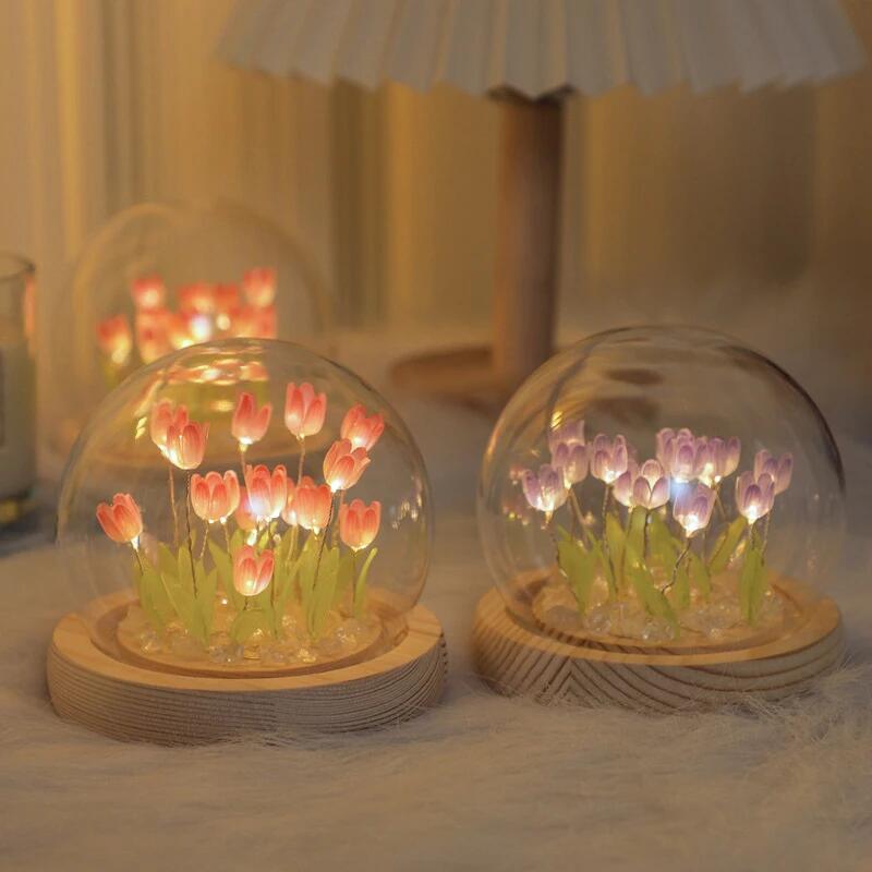 Baby Nursery Egg Light - Lampu malam bunga Tulip buatan tangan,