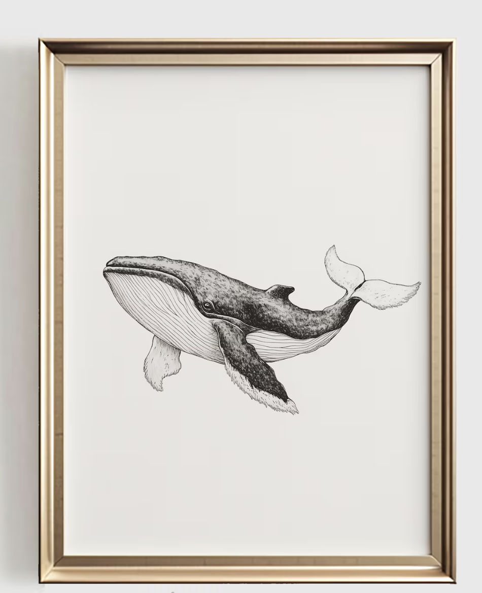 Baby Nursery Paintings - Cetakan Seni Garis Paus, Dekorasi Kamar