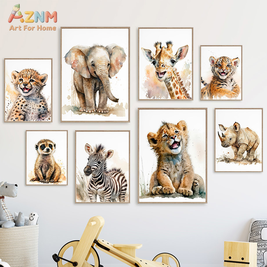 Baby Zebra Nursery - AZNm Seni Dinding Kanvas Hewan Bayi