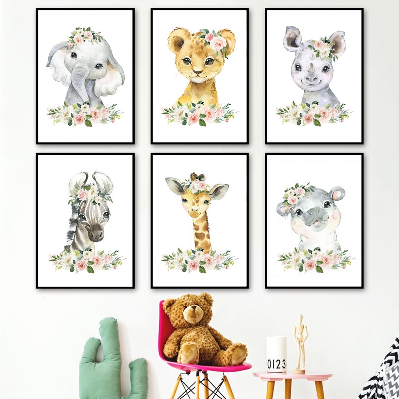 Cetakan Kanvas Hewan Hutan Bun - Baby Nursery Paintings ulasan dan harga