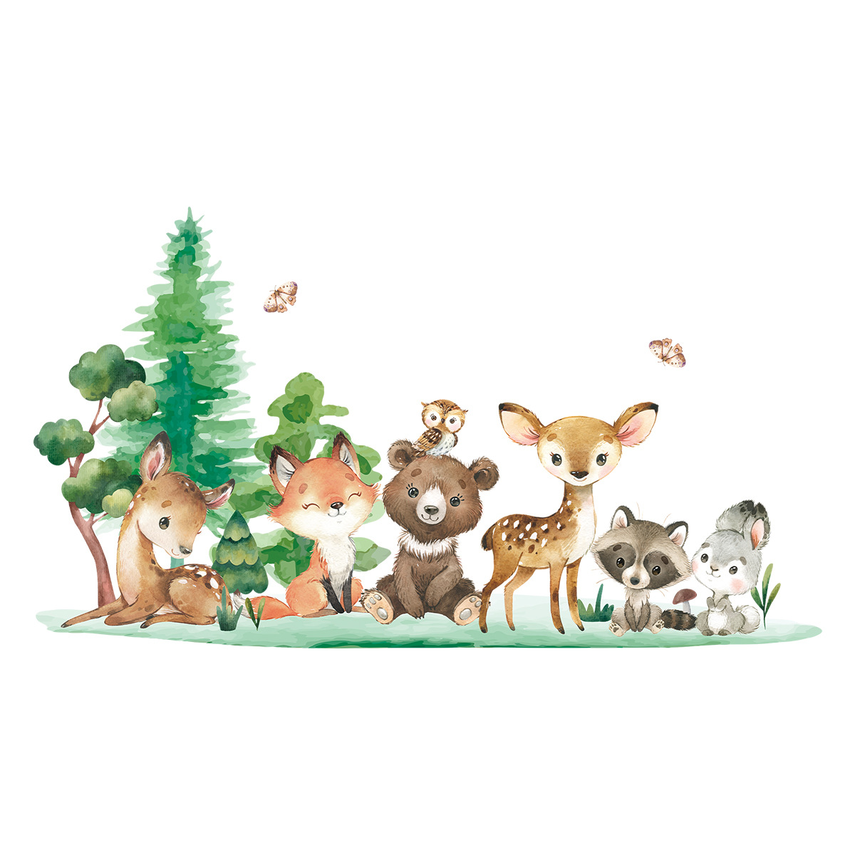 Stiker Dinding Anak-anak Berte - Baby Nursery Forest Theme ulasan dan harga