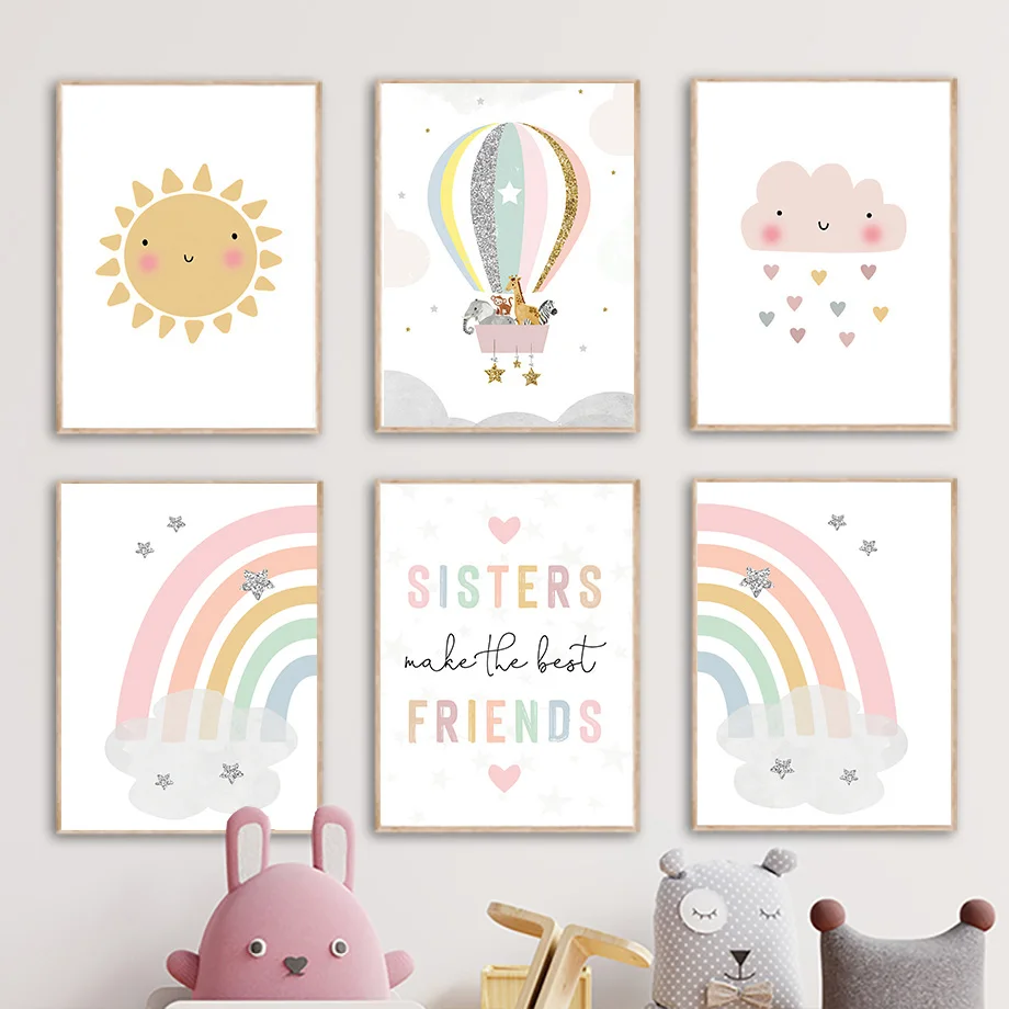 Jerapah Gajah Balon Udara Mata - Baby Nursery Paintings ulasan dan harga