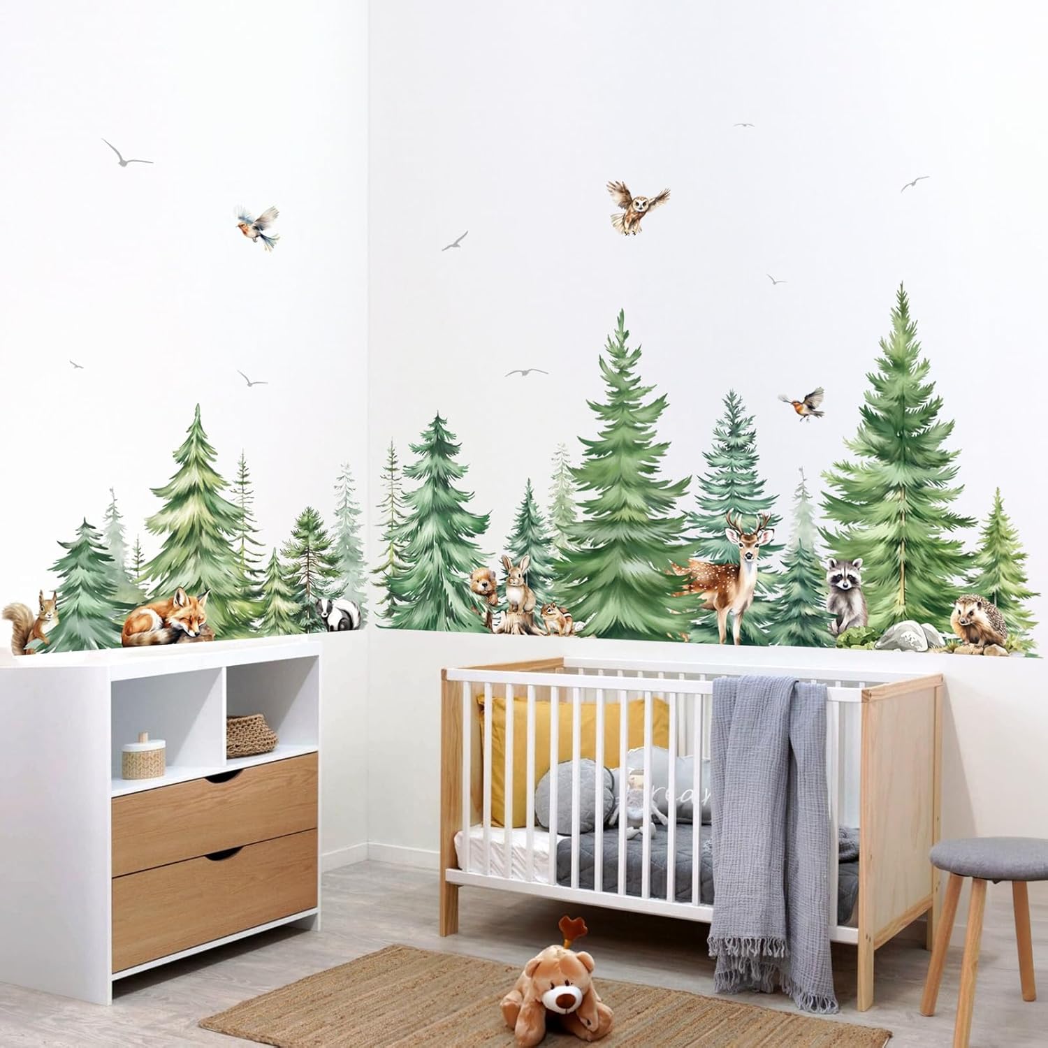 Stiker Dinding Hewan Pohon Pin - Baby Nursery Tree ulasan dan harga
