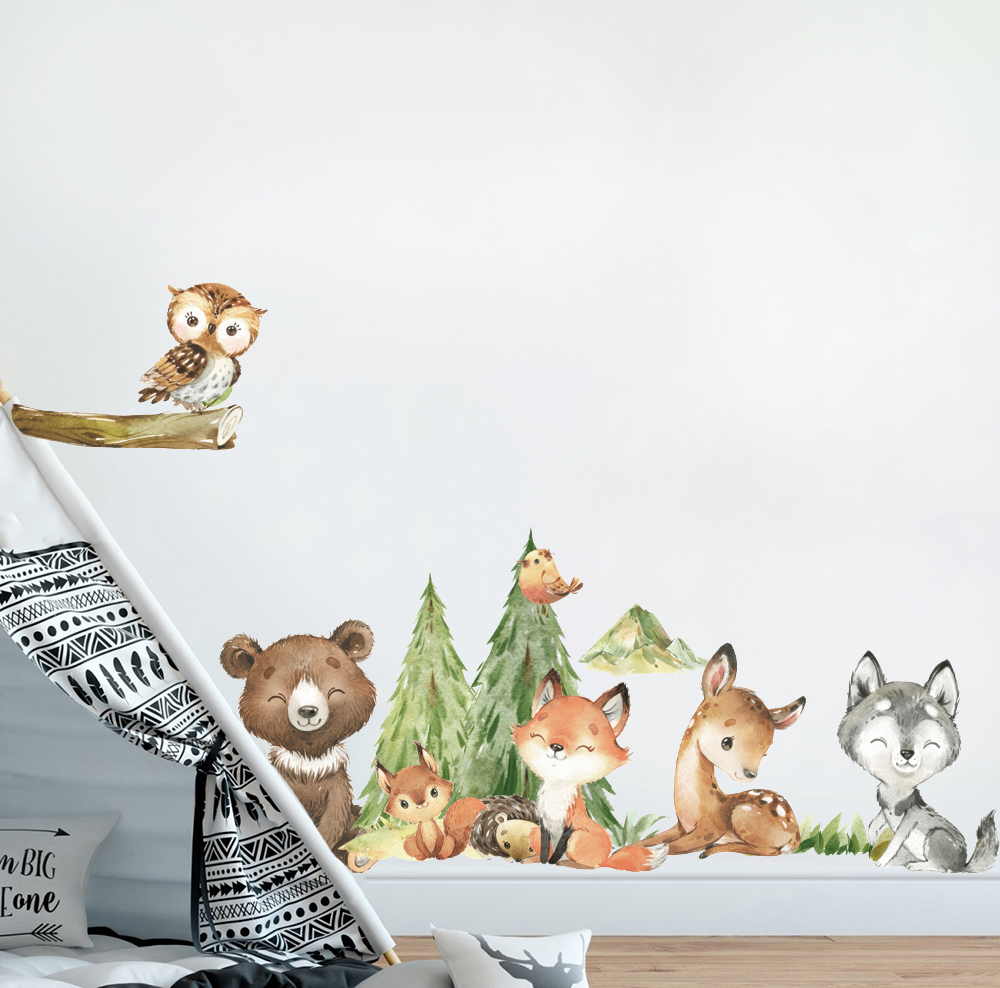Stiker dinding hewan hutan cat - Baby Nursery Tree ulasan dan harga