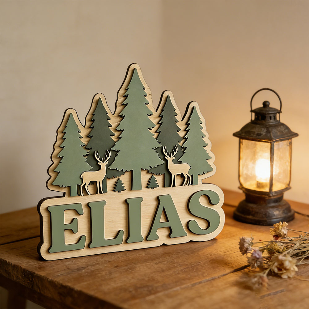 Papan Nama Pintu Kayu Bertema  - Baby Nursery Forest Theme ulasan dan harga