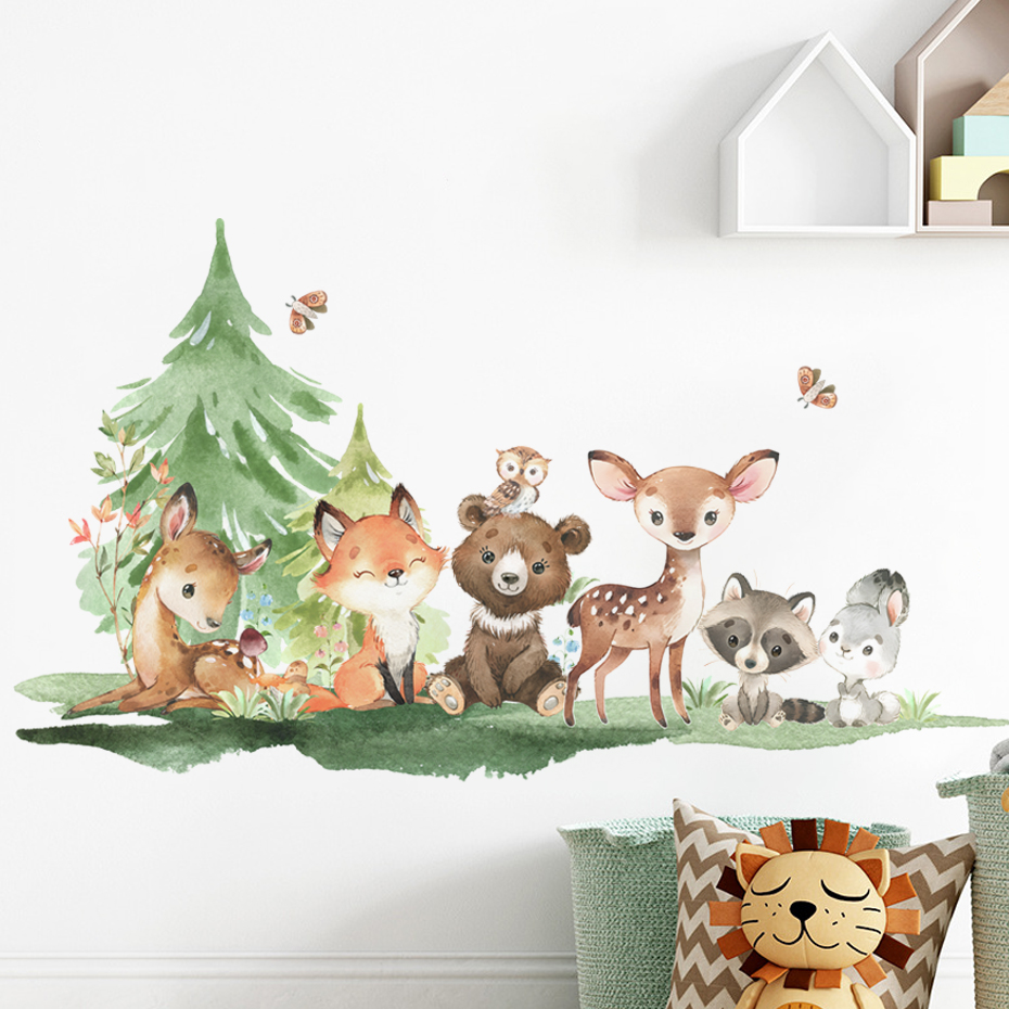 Stiker Dinding Anak-anak Tema  - Baby Nursery Forest Theme ulasan dan harga