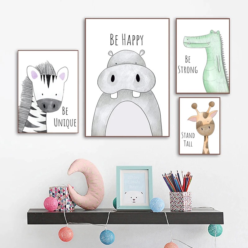 Lukisan Kanvas Hewan Kartun, P - Baby Zebra Nursery ulasan dan harga