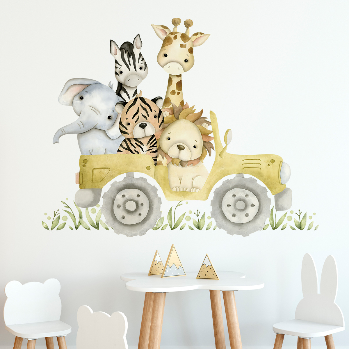 Stiker dinding Jeep gambar hew - Baby Zebra Nursery ulasan dan harga