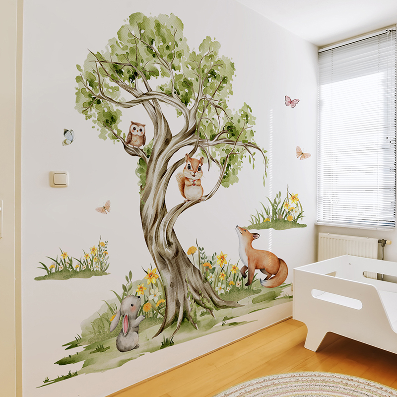 Stiker Dinding Hewan Pohon Bes - Baby Nursery Tree ulasan dan harga