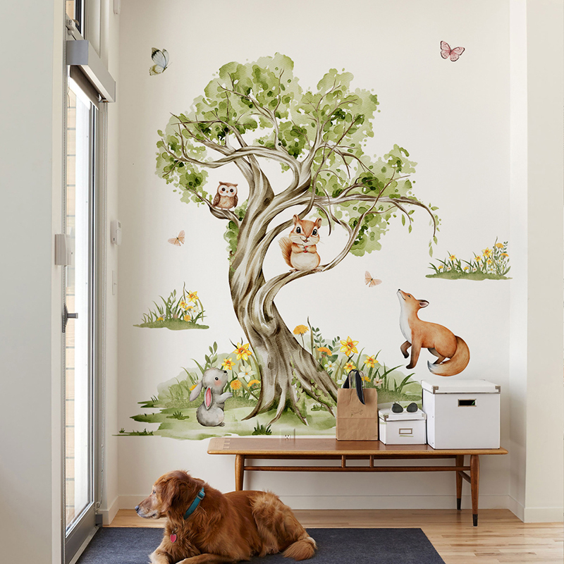 Stiker Dinding Hewan Pohon Bes - Baby Nursery Tree ulasan dan harga