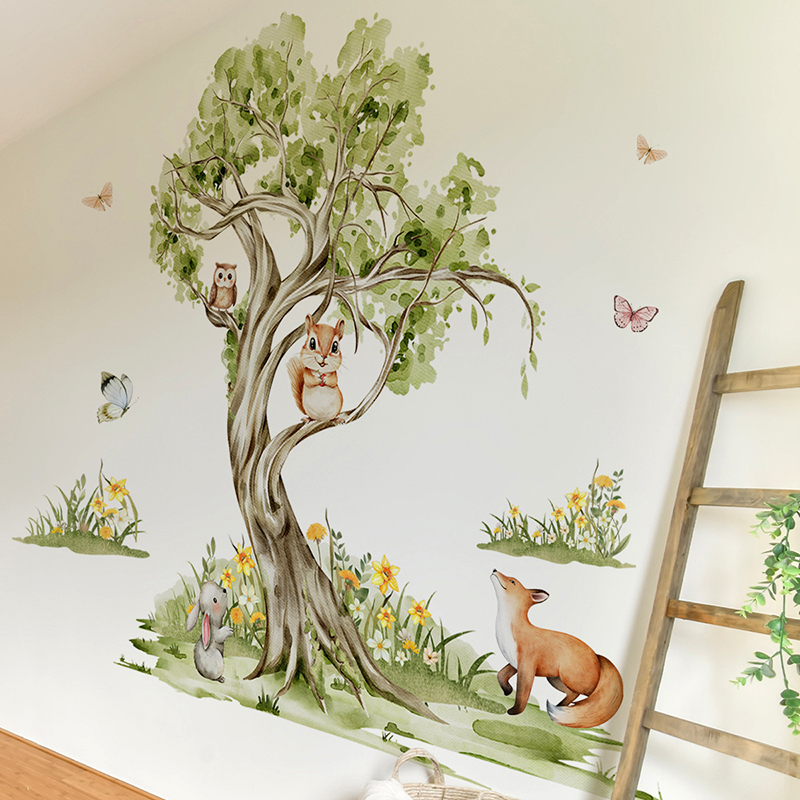 Stiker Dinding Hewan Pohon Bes - Baby Nursery Tree ulasan dan harga