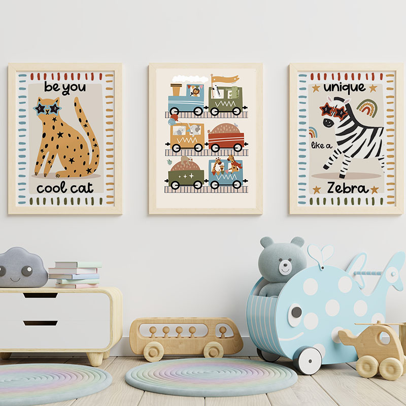 1 Buah Lukisan Kanvas Seni Din - Baby Zebra Nursery ulasan dan harga