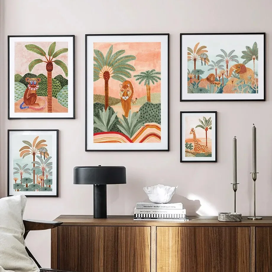 Boho Hewan Hutan Harimau Monye - Baby Nursery Tree ulasan dan harga