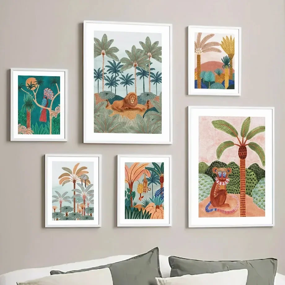 Boho Hewan Hutan Harimau Monye - Baby Nursery Tree ulasan dan harga