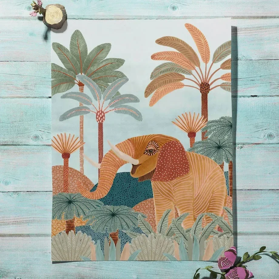 Boho Hewan Hutan Harimau Monye - Baby Nursery Tree ulasan dan harga