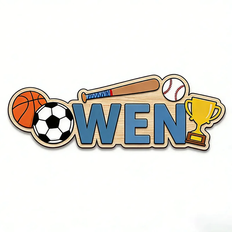 Papan Nama Kayu Bertema Piala  - Baby Nursery Themes Boy ulasan dan harga