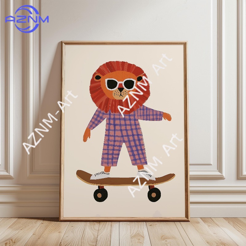 1 Buah Poster Skateboard Hewan - Baby Nursery Paintings ulasan dan harga