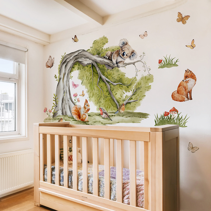Stiker Dinding Hewan Pohon Bes - Baby Nursery Tree ulasan dan harga