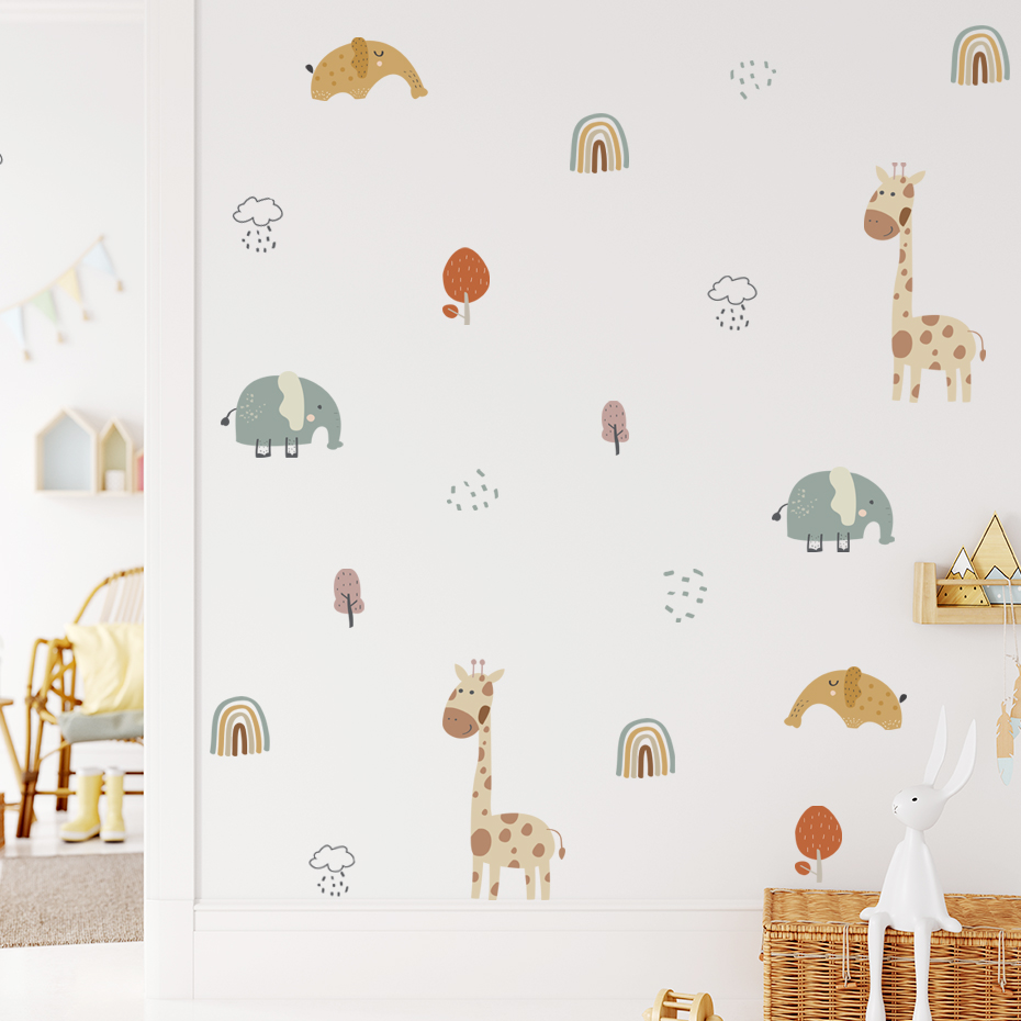 Kartun Jerapah Gajah Hewan Sti - Baby Nursery Tree ulasan dan harga