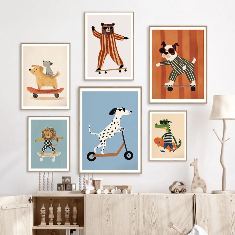 1 Buah Poster Skateboard Kucin - Baby Nursery Paintings ulasan dan harga