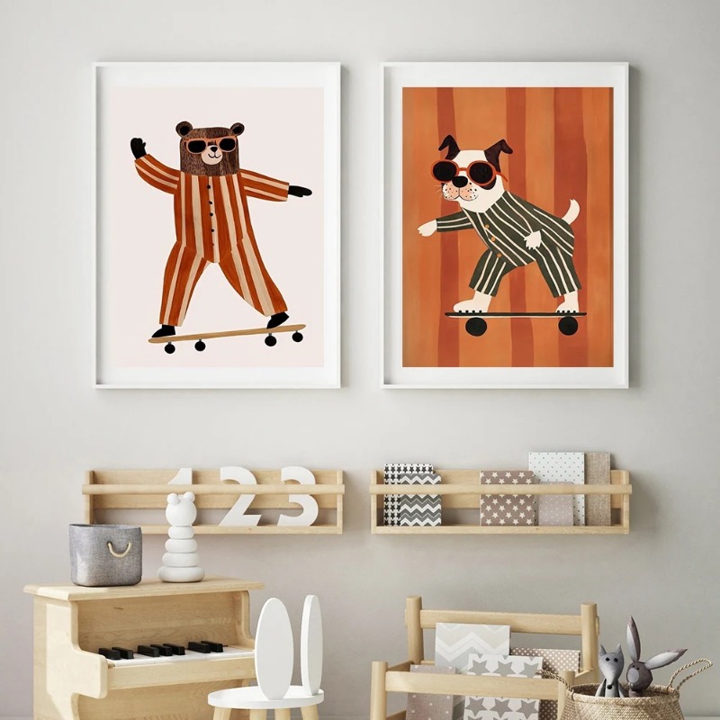1 Buah Poster Skateboard Kucin - Baby Nursery Paintings ulasan dan harga