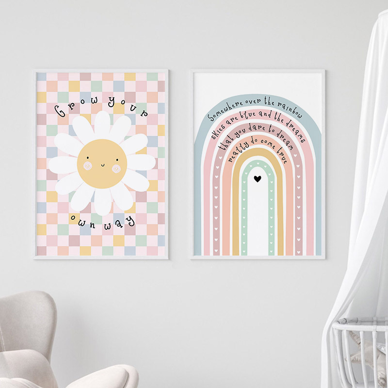 Bunga matahari awan pelangi ha - Baby Nursery Paintings ulasan dan harga
