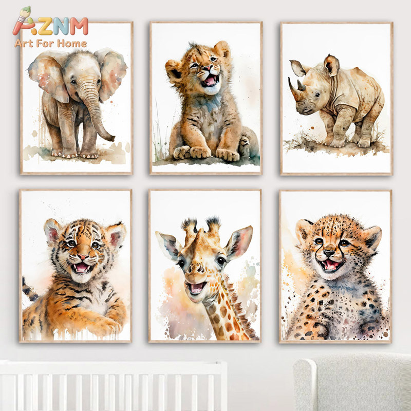 AZNm Seni Dinding Kanvas Hewan - Baby Zebra Nursery ulasan dan harga