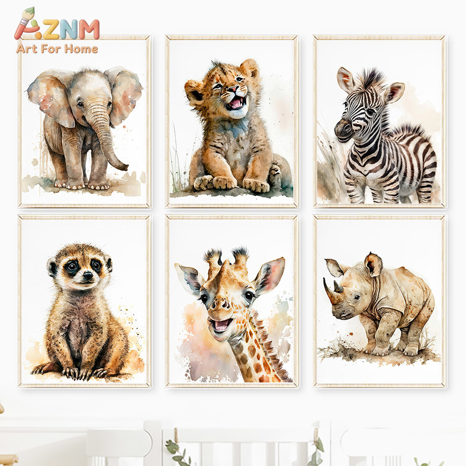 AZNm Seni Dinding Kanvas Hewan - Baby Zebra Nursery ulasan dan harga